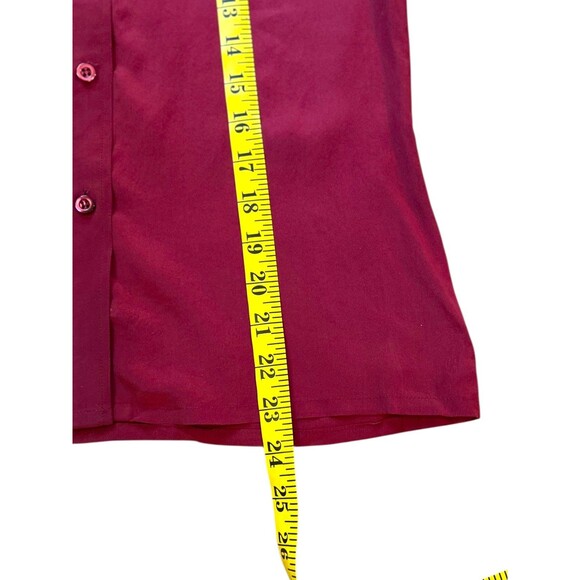 Franck Olivier Paris 1970s Silk Blouse French Size 40 Red Burgundy Dagger Collar - Picture 10 of 14